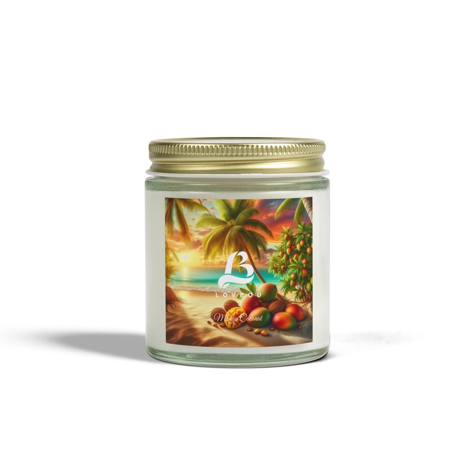 Scented Candle, Mango Coconut Tropical - Coconut Apricot Wax (4oz, 9oz)
