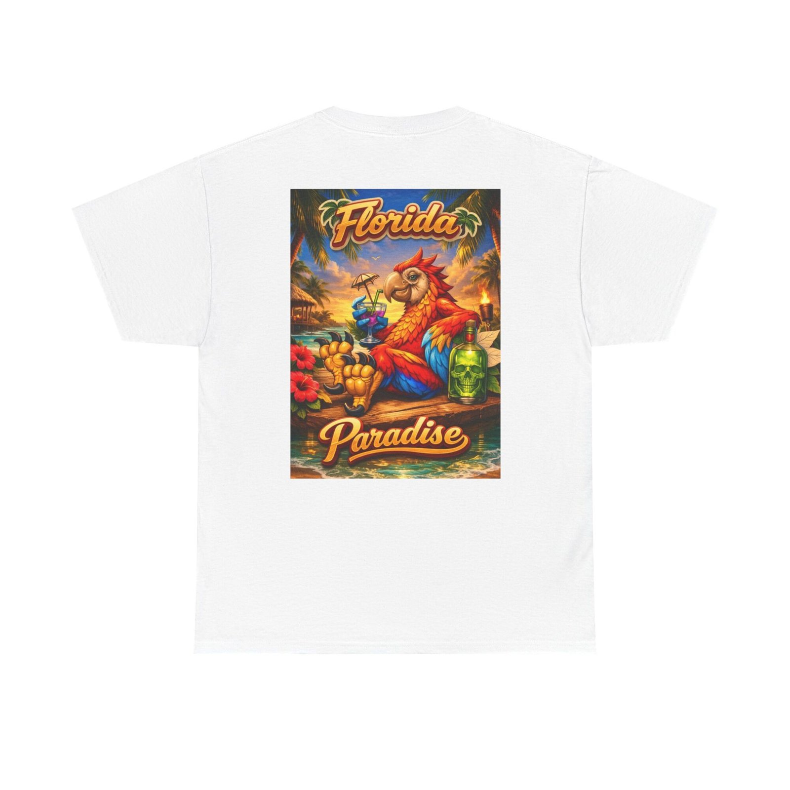 Florida Paradise Tropical Parrot Graphic Tee