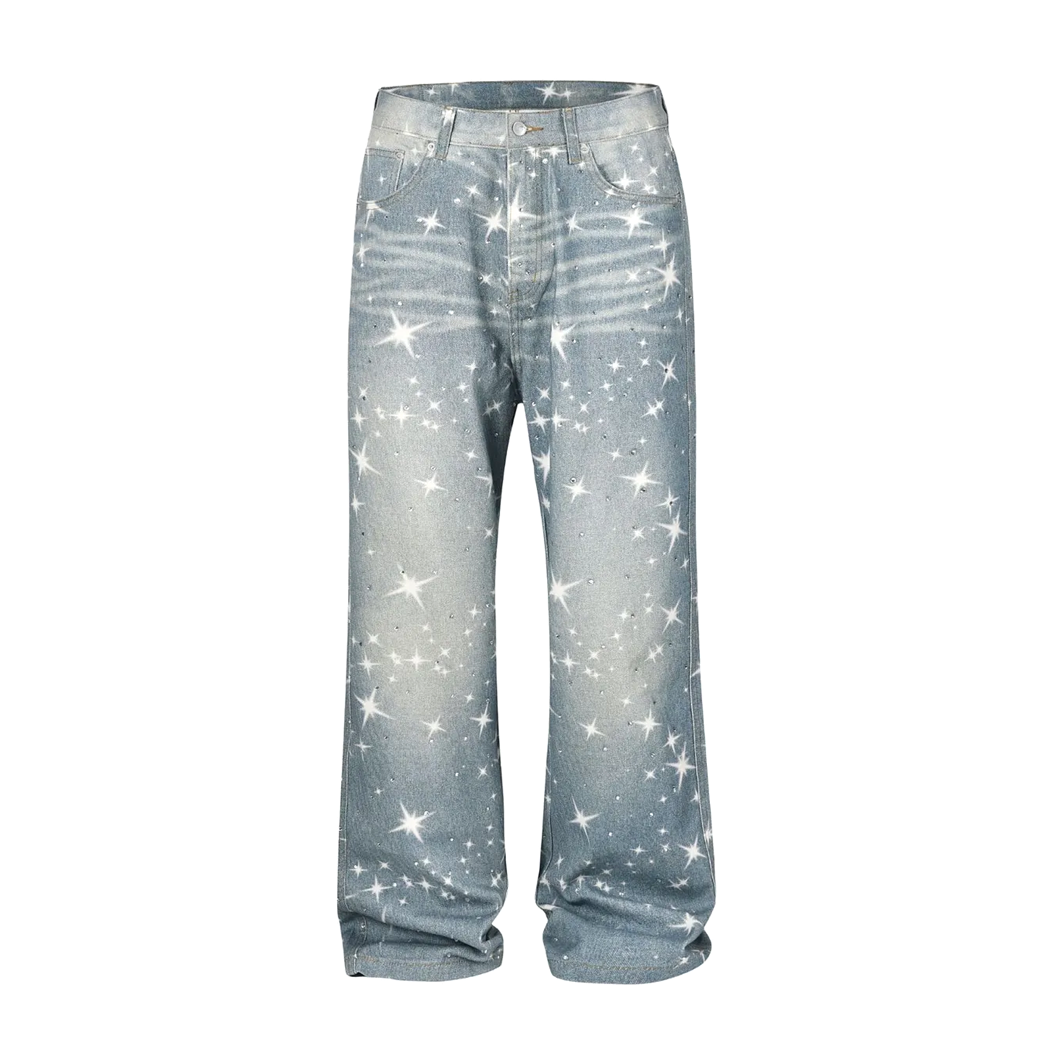 Washed Rhinestone Star Jeans