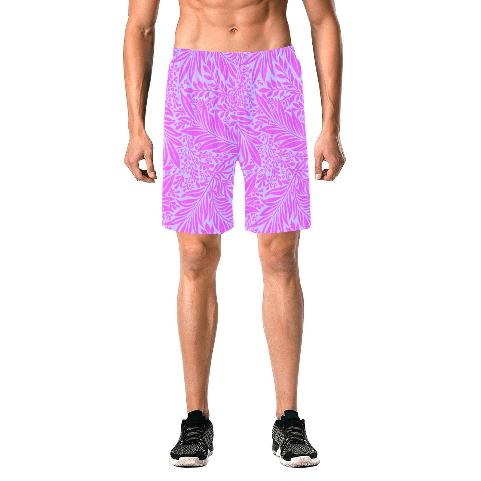 Purple Tropical Botanicals Elastic Beach Shorts
